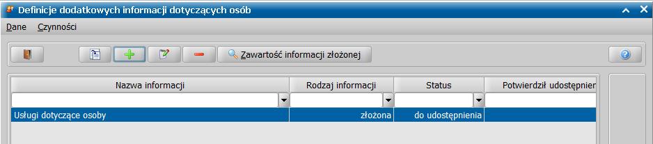 zaznaczenia, dzięki czemu będzie on mógł wskazać więcej niż jedną pozycję. Nad opcjami będzie pogrubiony nagłówek, odpowiadający tekstowi wpisanemu jako Nazwa informacji.