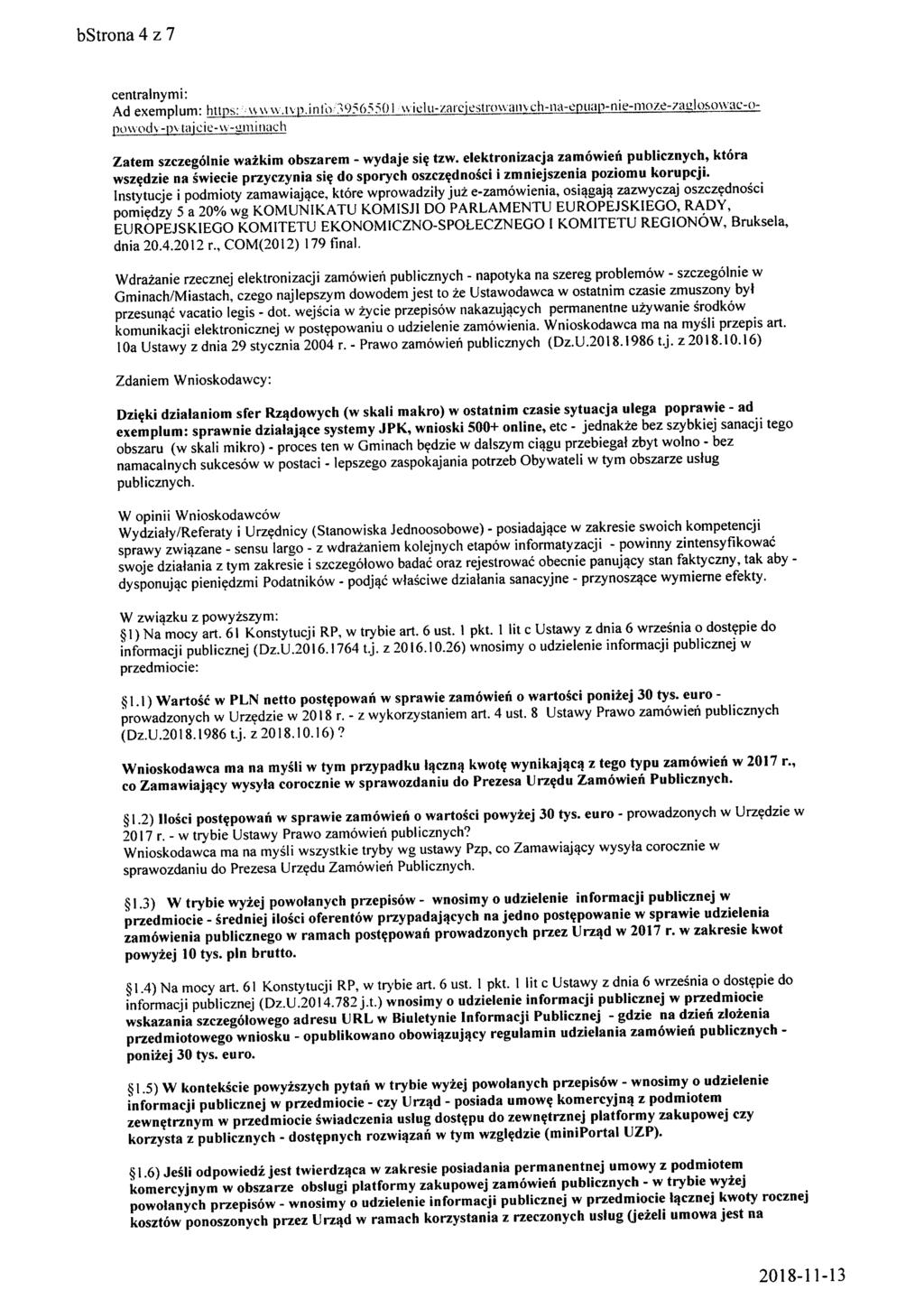 bstrona 4 z 7 centralnymi: Ad exemplum: https: www.tvp.inio 39565501 wielu-zarciestrowanvch-na-epuap-nie-moze-zaulosowac-o- [unvodv-pvlaicie-w-u.minach Zatem szczegolnie wazkim obszarem - wydaje si?