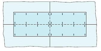 Zadanie 34. Na podstawie przedstawionego rysunku określ liczbę zszywek potrzebnych do połączenia jednej wierzchniej płyty z suchego jastrychu z warstwą płyt podkładowych. A. 8 szt. B. 30 szt. C.
