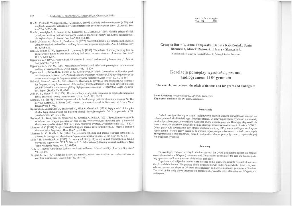 132 K. Kochanek, H. Skartyri.ski, G. Janczewski, A. Grzanka, A. Piłka Don M., Ponton C. W. o Eggermont 1. J., MasudaA. [1994].