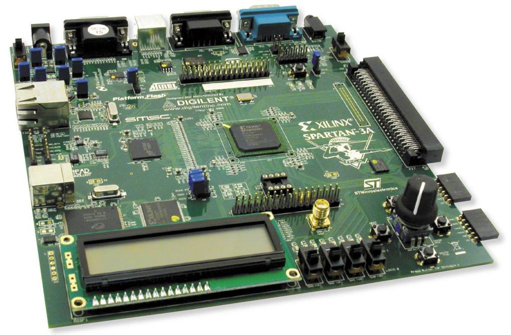 Synteza kodu i programowanie układu FPGA Po przeprowadzeniu procesu syntezy można przystąpić do zaprogramowania układu FPGA, do dyspozycji studentów przeznaczony jest zestaw uruchomieniowy: Spartan