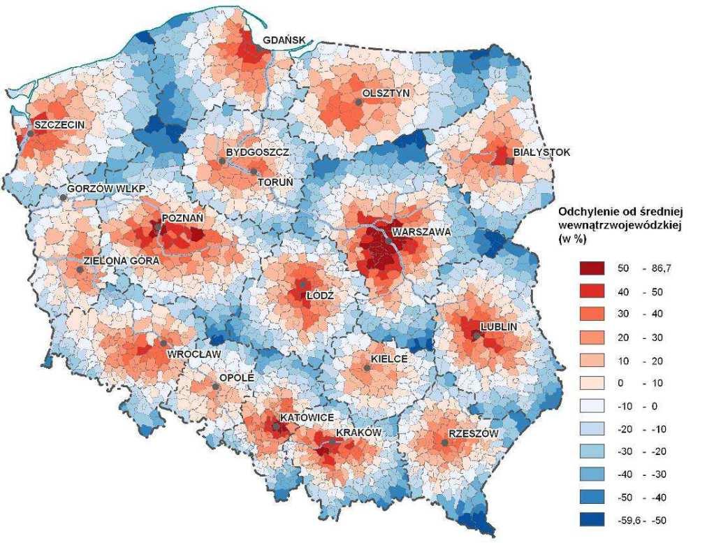 Dostępność komunikacyjna ośrodków wojewódzkich w 2008 r.