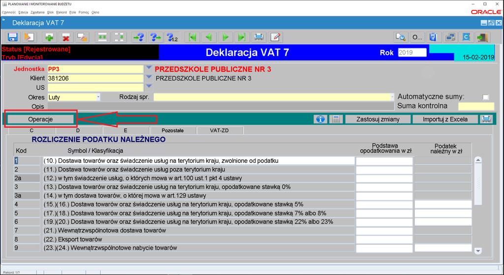 4. Pojawi się okienko jak poniżej. W miejscu Okresy sprawozdawcze należy wybrać odpowiedni miesiąc. TA CZĘŚĆ INSTRUKCJI JEST NA PRZYKŁADZIE LUTEGO. PAŃSTWO WYBIERACIE ODPOWIEDNI MIESIĄC.