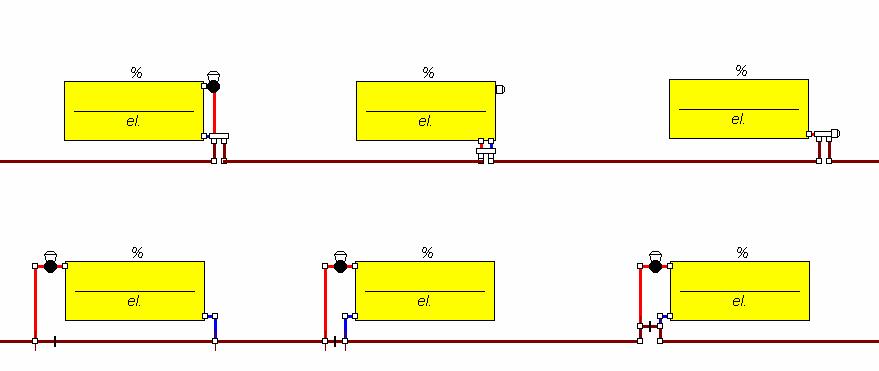 jednorurowej Poniżej zamieszczono kilka z nich Przykłady podłączenia grzejników w instalacji jednorurowej Aby rozpocząć rysowanie elementów instalacji