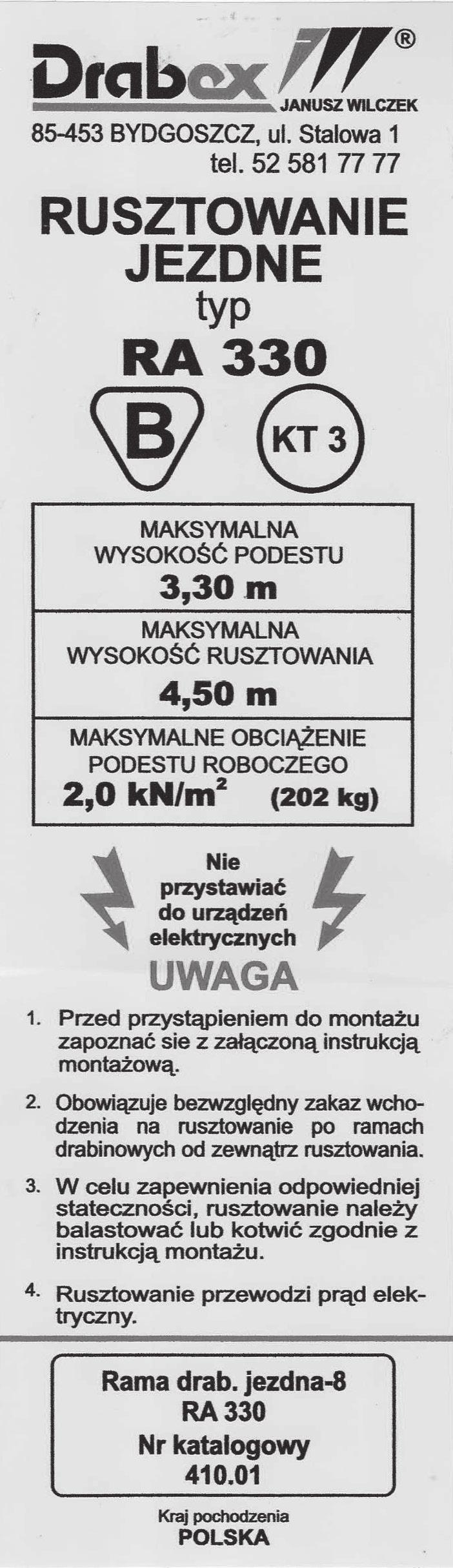 Etykieta znamionowa.
