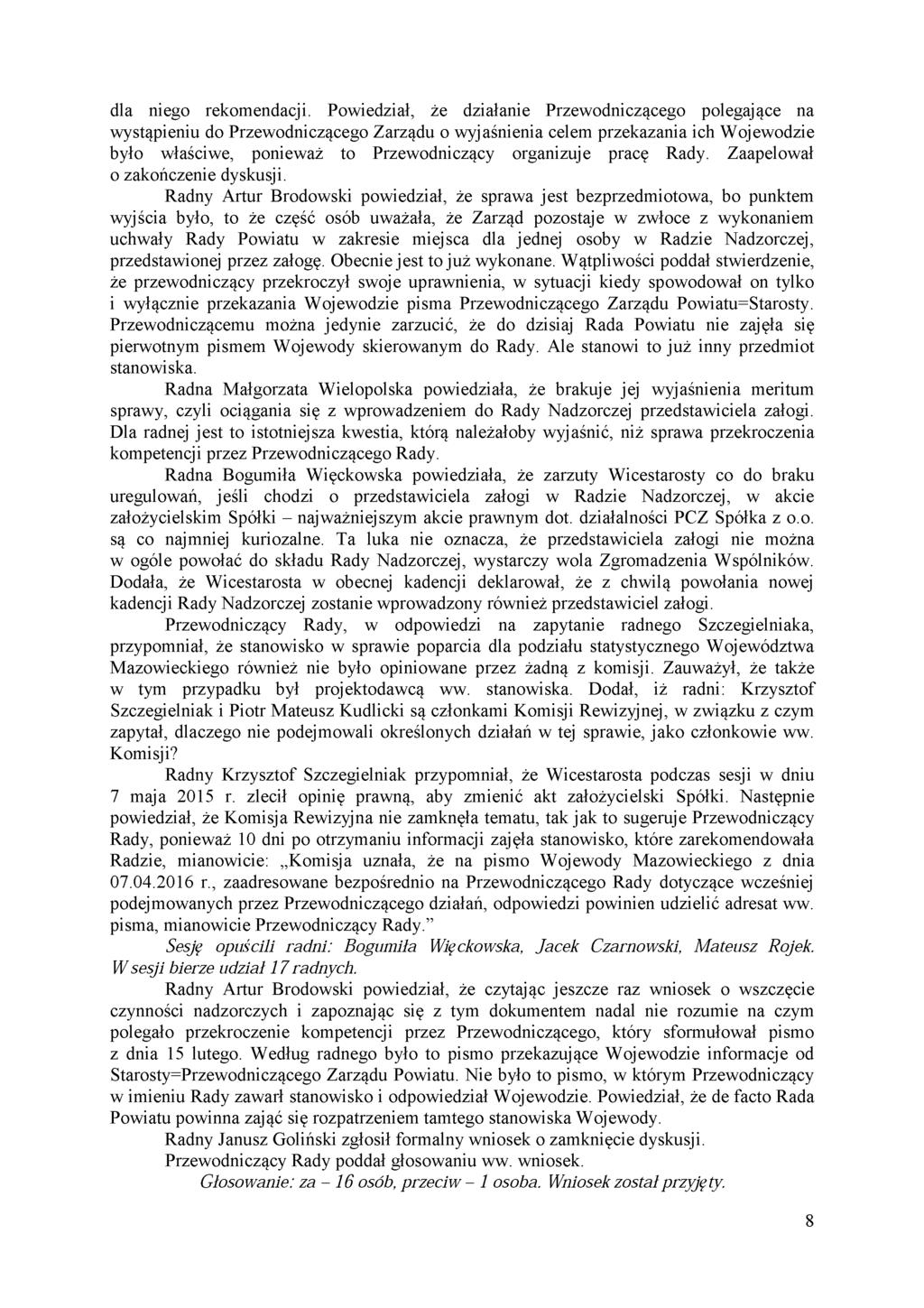 dla niego rekomendacji.