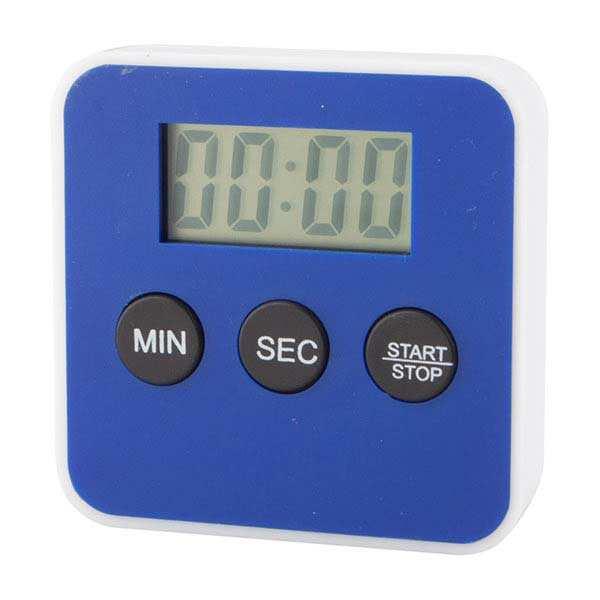 6 Kuchenny minutnik kwadratowy Plastikowy minutnik cyfrowy: - cyfrowy wyświetlacz, baterie w zestawie, - wymiary produktu: 6 cm 6 cm 1,6 cm (+/- 0,5 cm), - kolor niebieski, - wbudowany magnes,