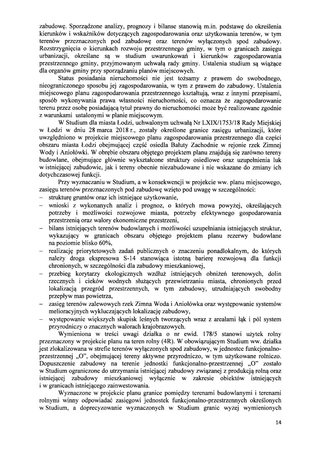 zabudowt(. Sporz~dzone analizy, prognozy i bilanse stanowi~ m.in.
