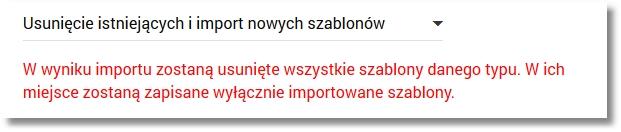 poprzednio zaimportowanego szablonu przelewu.