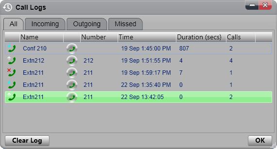one-x Call Assistant: Obsluga polaczen 1213 Rejestr polaczen Dostep do rejestru polaczen mozesz uzyskac za pomoca one-x Call Assistant Rejestru polaczen mozna uzyc do wykonywania polaczen powrotnych