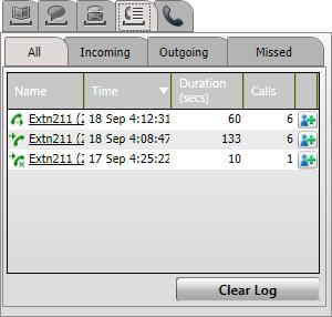 Wtyczka Microsoft Outlook: Funkcje dodatkowe 13103 Rejestr polaczen Avaya IP Office Plug-in Rejestr polaczen wyswietla i dzieli wpisy na kategorie w oparciu o rodzaj polaczenia: Wszystkie,
