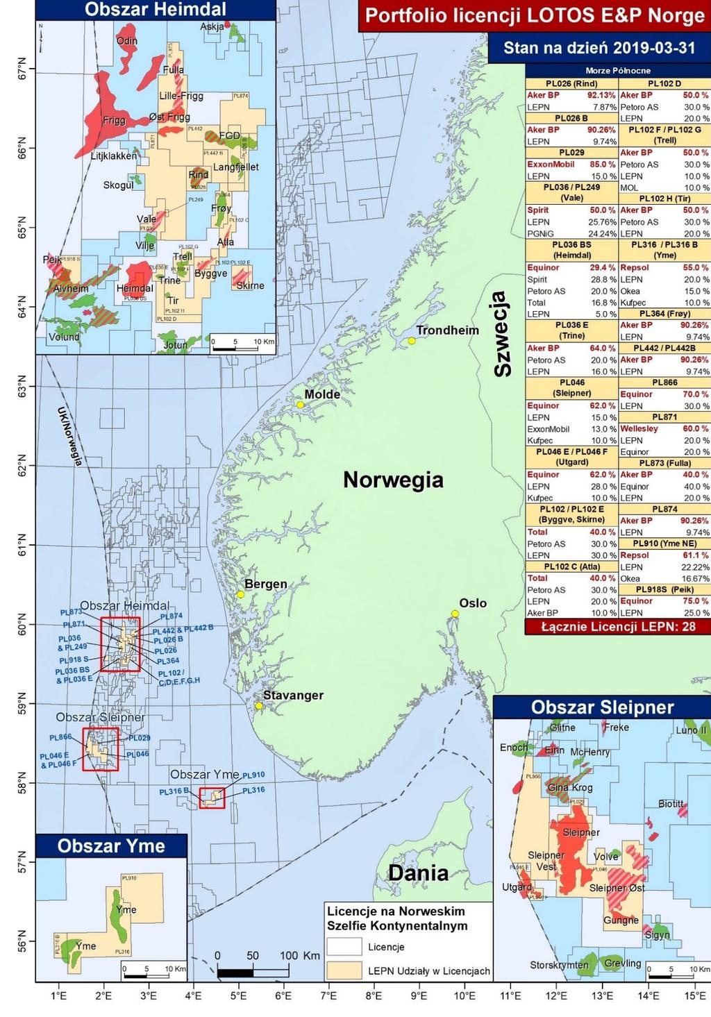 Działalność poszukiwawczo-wydobywcza w Norwegii Koncesje spółki LOTOS