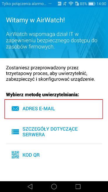 program agent_airwatch 4) Konfiguracja programu Airwatch MDM Agent Po