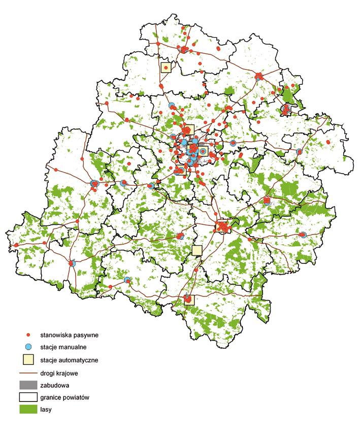 stanowiska pasywne stacje manualne stacje automatyczne drogi krajowe zabudowa granice