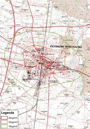 Legenda 24 µg/m 3 20 µg/m 3 16 µg/m 3 Mapa III.11.