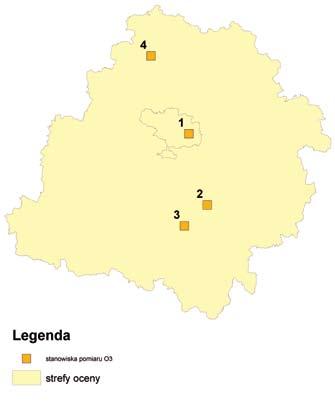 O 3 Legenda stanowiska pomiaru O 3 strefy oceny Klasy stref (OZON) Klasa C 1. Łódź Czernika 1/3 2.