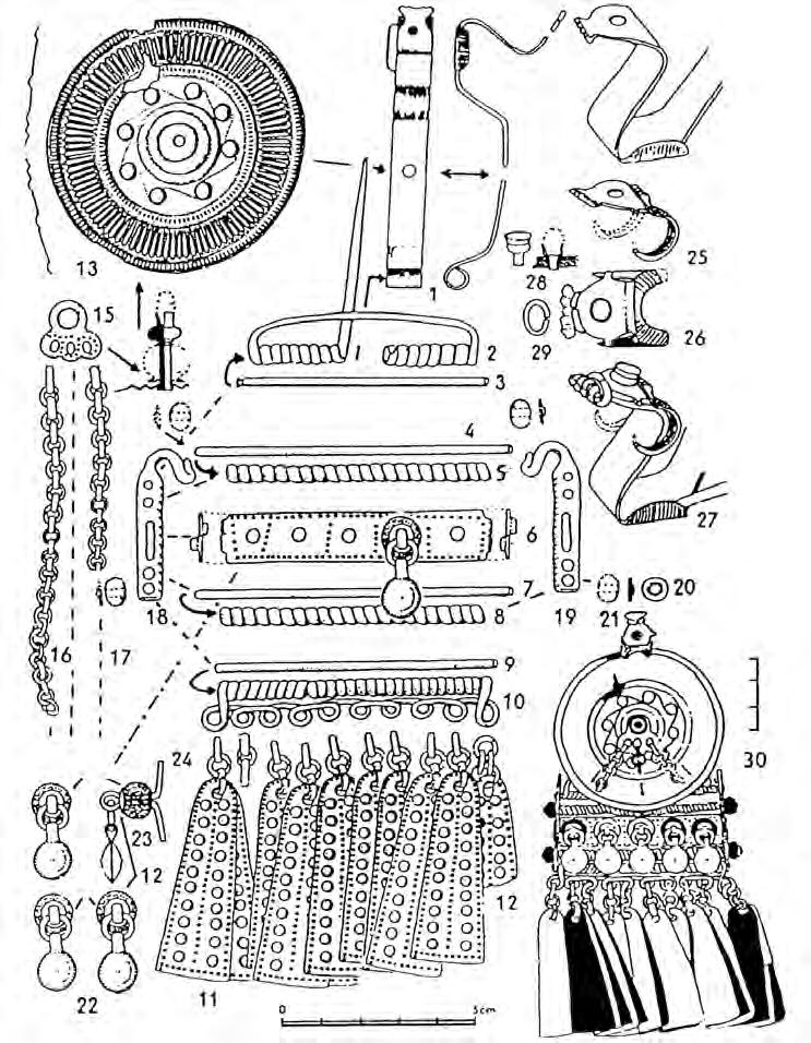 Archeologické rozhledy LXXI 2019 71 Fig. 2. Décomposition par éléments de l assemblage de la fibule de Želenice (d après Moucha 2002). Obr. 2. Rozbor konstrukce želenické spony (podle Moucha 2002).