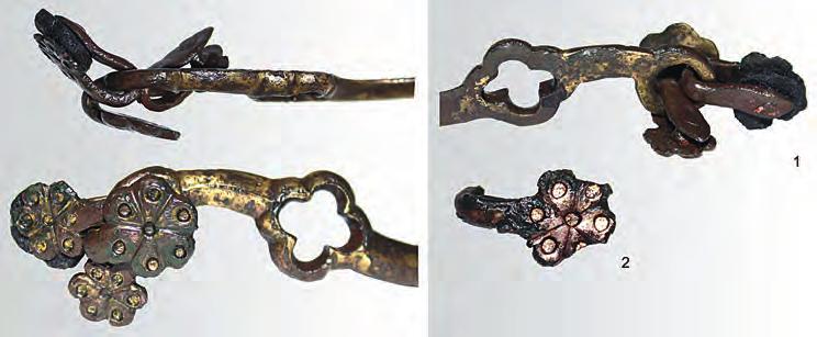 90 Žákovský Vích: Pár zlacených ostruh od hradu Zítkova u Chocně Obr. 8. Detaily upínacího aparátu ostruhy z hradu Zítkova. Fig. 8. Details of spur attachment apparatus from Zítkov Castle. Obr. 9.