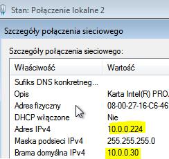 h) Czy jest ustawione połączenia na porcie 23? (zgłoszenie) 1 i) Zmień adres ip na 10.0.0.224. j) Sprawdź możliwość korzystania z usługi telnetu.