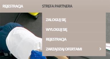 STREFA PARTNERA Strefa PARTNERA jest częścią portalu zarezerwowaną dla firm (studia auto detailingu) Główne funkcjonalności strefy (są dostępne po najechaniu myszką): 1. Możliwość zalogowania się 2.