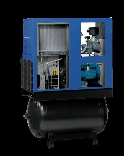 A variable speed compressor reduces the speed of the main motor to follow precisely the profile of compressed air