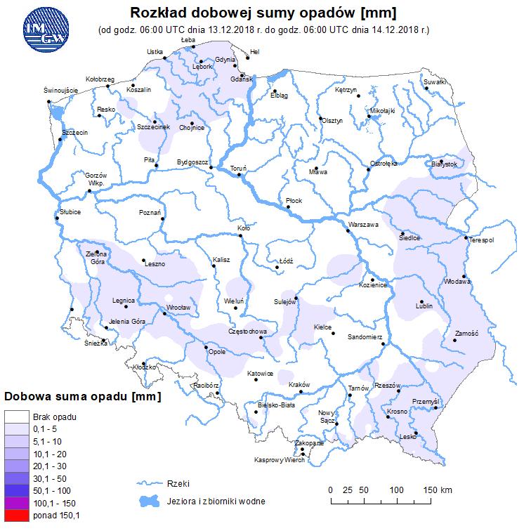 Rozkład dobowej sumy opadów Prognoza