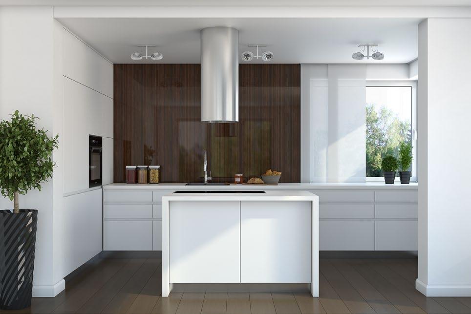 Inspiracje Piękna Kuchnia Kuchnia Domu w złoci (P) utrzymana w białej kolorystyce, tworzy otwartą, wygodną przestrzeń z jadalnią i salonem.