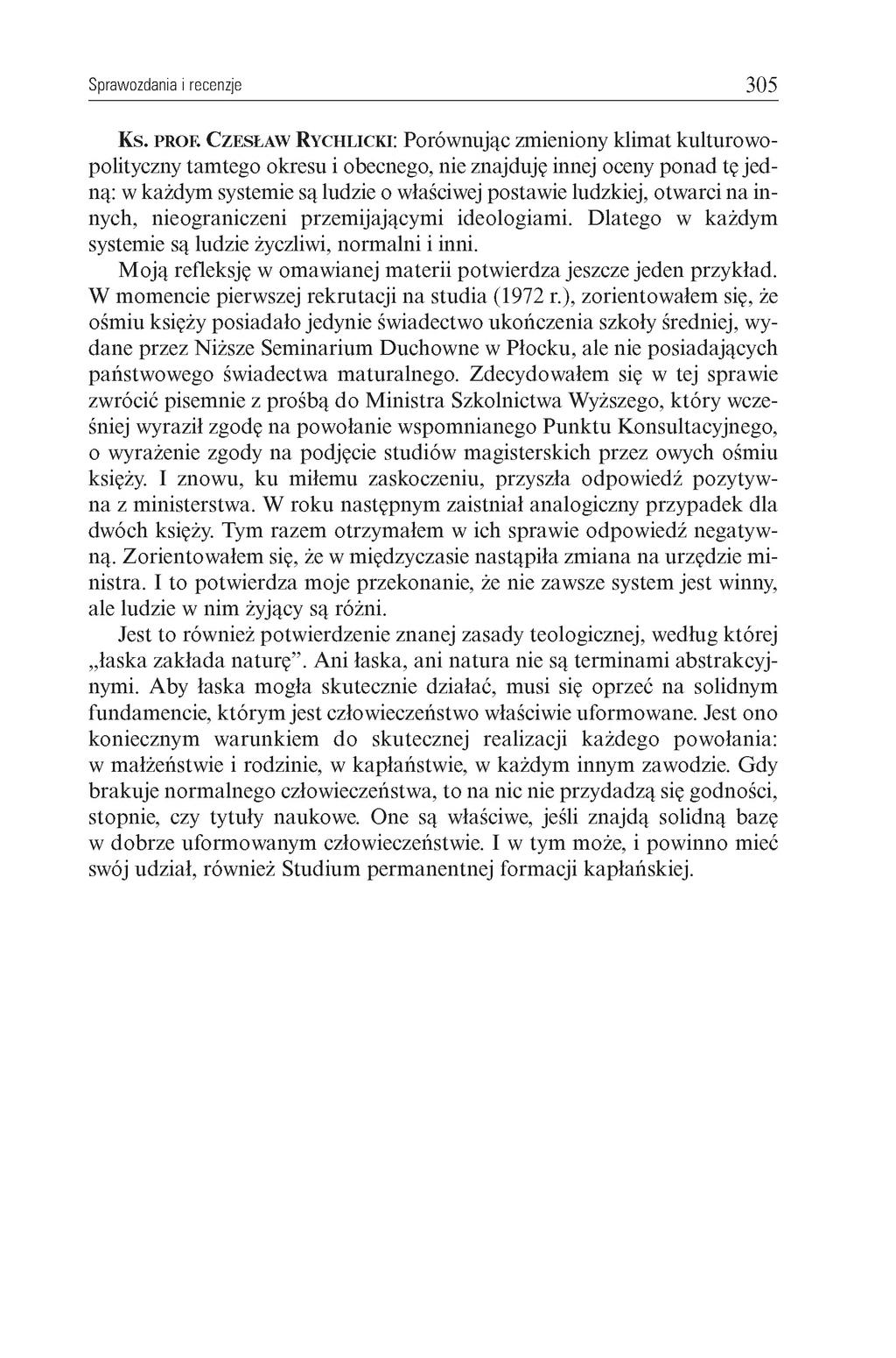 Sprawozdania i recenzje 305 Ks. p r o f.