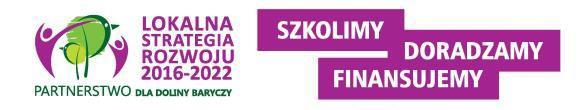 Cel ogólny: 1. Rozwój gospodarczy Doliny Baryczy służący zachowaniu specyfiki obszaru i polepszeniu jakości życia. Cel szczegółowy: 1.2 Rozwój lokalnej przedsiębiorczości. Przedsięwzięcie: 1.2.3 Wsparcie aktywności gospodarczej mieszkańców.