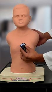 Zawiera anatomiczne punkty orientacyjne, umożliwiające odsłuchiwanie zaprogramowanych odgłosów po umieszczeniu słuchawki we właściwym miejscu.