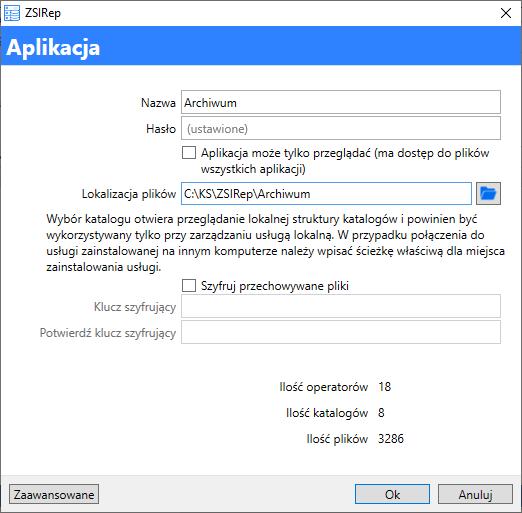 Mając tak zainstalowany główny serwer ZSIRep, posiadając licencję na ADMEDa można także zamienić program ADMED na tworzenie kopii, z wykorzystaniem programu ZSIRep.