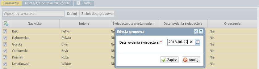 uczniów? 5/9 Za pomocą przycisku Zmień szablon można edytować. Zmiany wprowadzone do szablonu pojawią się na świadectwach wszystkich uczniów. 6.