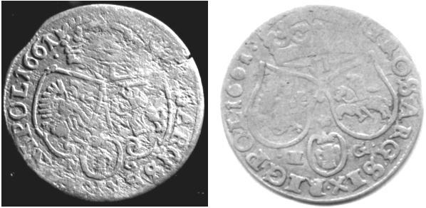 18 Rewers szóstaka P61 D N-G, odmiana z tarczami zakręconymi, bez gwiazdki w polu międzytarczowym i z Pogonią typu bydgoskiego. Arch. Aukcji Allegro.