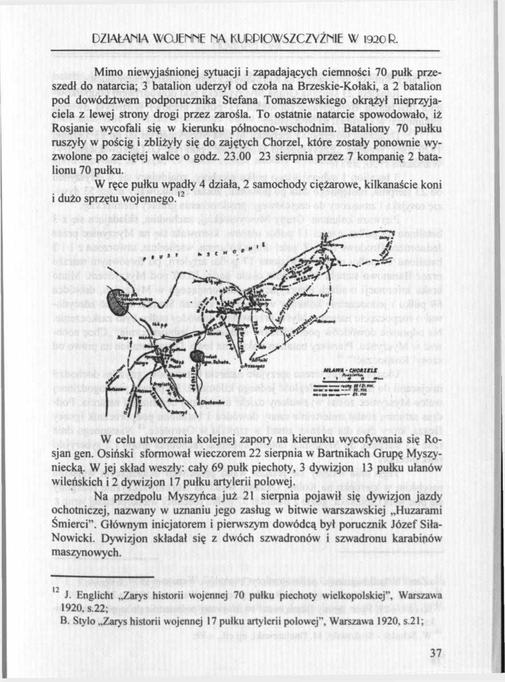 DZIAŁANIA WOJENNE NA KURPIOWSZCZYŹNIE W 1920 R.