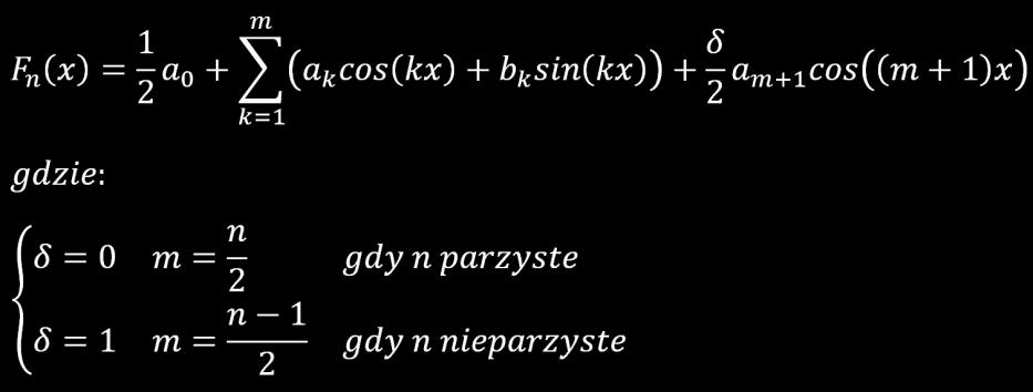 o Wyznaczanie współczynników wielomianu trygonometrycznego funkcji f określa się mianem dyskretnej