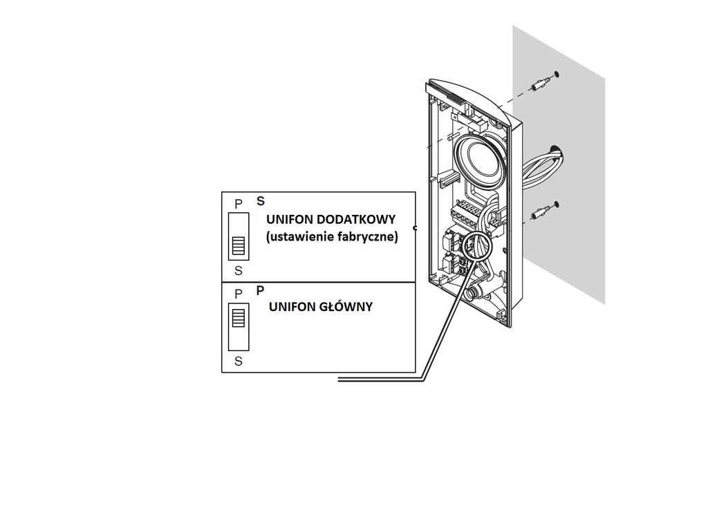 UNIFON GŁOŚNOMÓWIĄCY UTOPIA MOD. 1129/62 rys. 7 Unifon przeznaczony jest do pracy wyłącznie w zestawie nr ref. 1129/61. W zestawie można do 4 szt. Unifonów nr ref. 1129/62. USTAWIENIA KONFIGURACYJNE Każdy z unifonów nr ref.