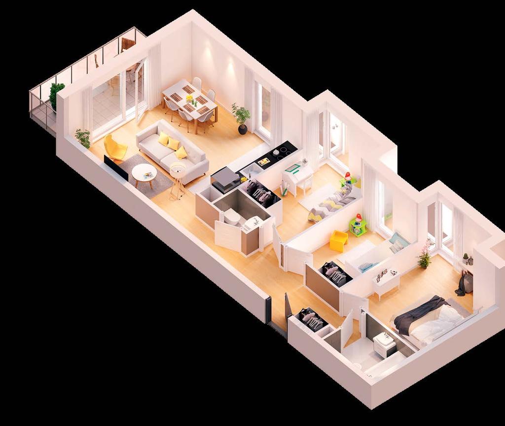 Kompaktowe 4 pokoje dla rodziny 67,37 m² salon z aneksem kuchennym głęboki balkon 8 pokoje