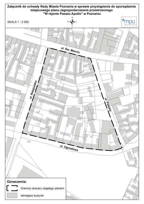 Projekt mpzp W rejonie Pasażu Apollo w Poznaniu Powierzchnia: 5,47 ha Z wnioskiem o sporządzenie projektu mpzp W rejonie Pasażu Apollo w Poznaniu wystąpił dnia 20 lipca 2015 r.