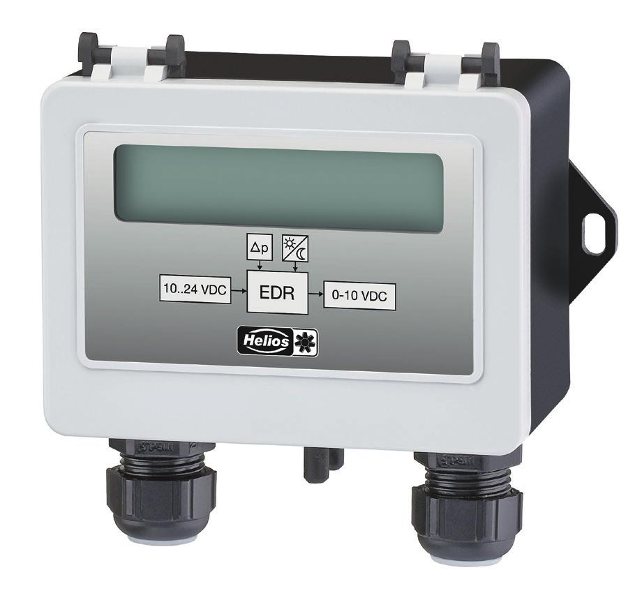 egulatory elektroniczne 0 10 V DC Do wentylatorów EC ED PU / P n Elektroniczny regulator różnicy ciśnień ED Ze zintegrowanym czujnikiem ciśnienia i podłączeniami dla wężyków ciśnieniowych (Ø 5 mm,
