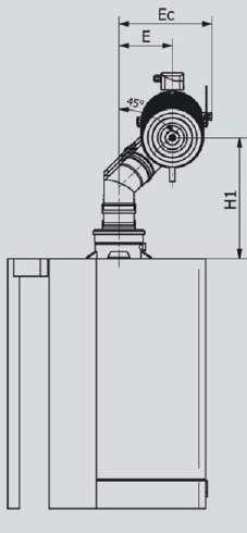 wysunięcie od króćca kotła Ec mm 305 390 390 Odsunięcie króćca kotła od tylnej ścianki Ek mm 160