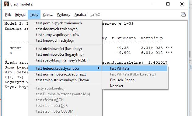 Weryfikacja modelu Weryfikacja założeń stochastycznych modelu Testowanie istotności parametrów strukturalnych (indywidualna, łączna istotność) Interpretacja parametrów strukturalnych i miar