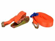 91 G02386 Ratchet Tie Down Strap with J Hooks 6m/1T/25mm Pas