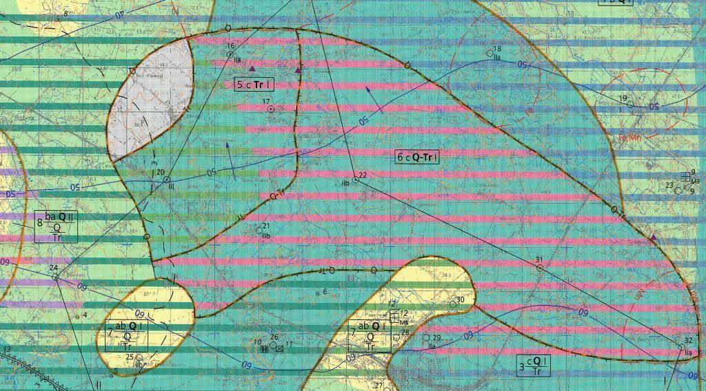 Rys.1 Wycinek mapy hydrogeologicznej Polski Analizowana inwestycja Źródło: Mapa hydrogeologicznej Polski w skali 1:50 000 Arkusz Sępopol (nr 0065) Państwowego Instytutu Geologicznego w Warszawie.