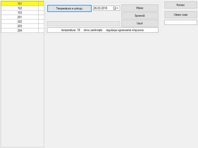 Automatyka Po wciśnięciu klawisza Temperatura w pokoju program wyświetli informację: na przykład: temperatura: 18 okno zamknięte regulacja ogrzewania