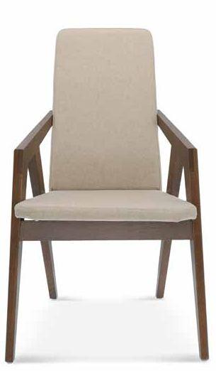 An armchair made of solid beech or oak wood, also available in upholstered option.