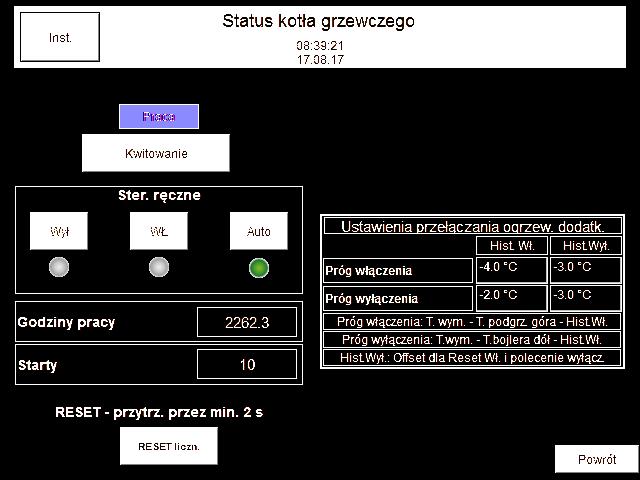 Dalsze nastawy Stan roboczy kotła grzewczego Dotknąć poniższych przycisków: 1. å 2. Instalacja 3. Ogrz.dodatkowe 4. Przycisk Kocioł grzewczy Rys.