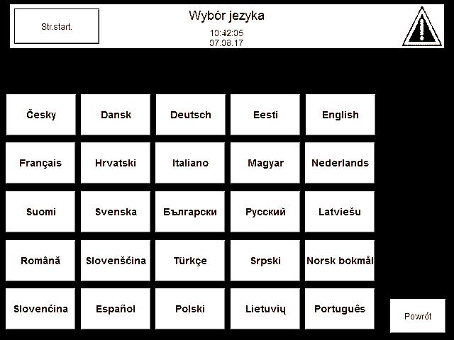 Ustawianie języka Dalsze nastawy Dotknąć poniższych przycisków: 1. å 2. Wybierz język Rys.