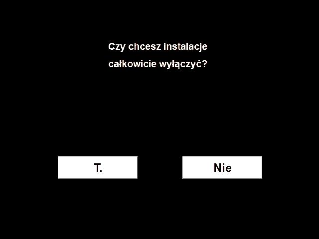 Wyłączanie instalacji Wyłączanie i włączanie Z zabezpieczeniem przed zamarznięciem Przycisk Â wyłącza całą instalację. Regulator pompy ciepła i czujniki pozostają czynne.