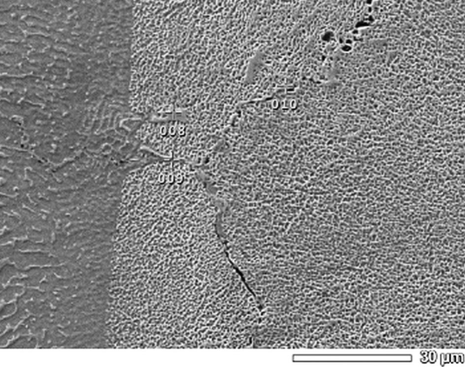 Results of the chemical composition microanalysis at the fusion line specimen melted by laser kev Podsumowanie Przeprowadzono próby przetapiania i napawania płyt próbnych ze stopu Inconel 713C