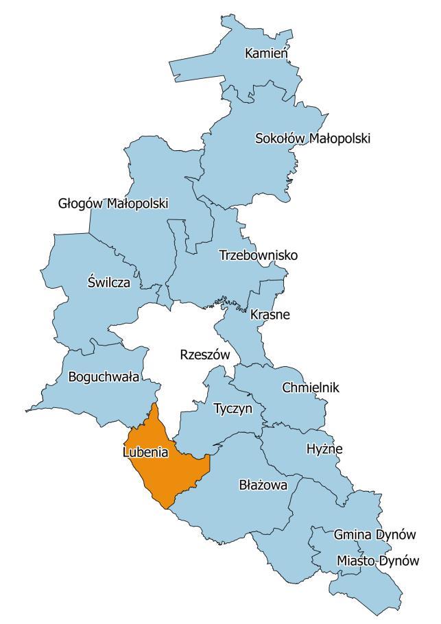 1. Charakterystyka Gminy Lubenia Gmina Lubenia położona jest w południowo-wschodniej Polsce, w centralnej części województwa podkarpackiego, w powiecie rzeszowskim.